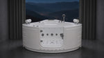 maya bath sorrento bath tub with lcd touchscreen, waterfall inlet, handheld shower head, whirlpool bath tub with massage jets and headrests.